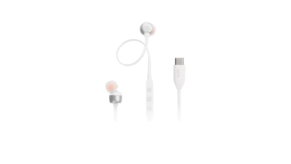 אוזניות חוטיות טייפ סי  |  JBL T310C | לבן