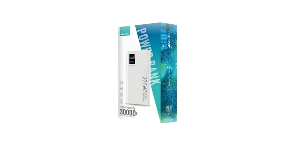סוללת גיבוי טעינה מהירה | 30000mAh | נורדיק | לבן